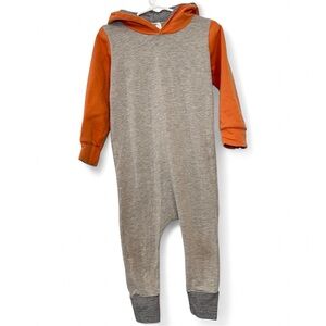 Pearl & Faun Long Sleeve Romper Orange and Gray Hooded 2T Outfit